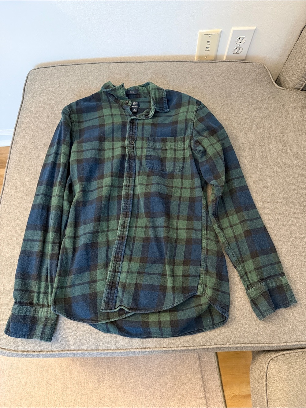 J. Crew Green and Navy Plaid Button-Down Shirt